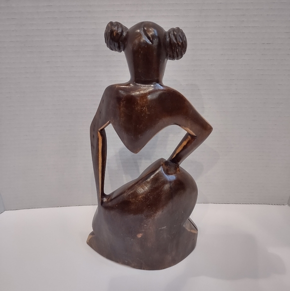 Hand Carved African Wood Statue 11" Tall - Picture 6 of 9